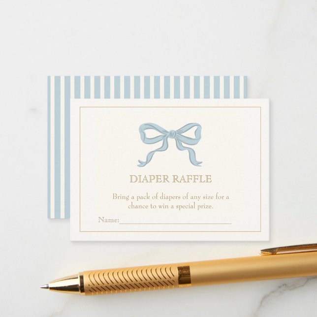 Oh boy Blue Ribbon Cute Elegant Diaper raffle Enclosure Card (Creator Uploaded)