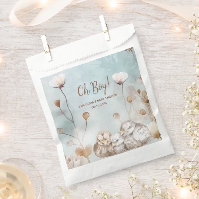Oh Boy! blue watercolor baby shower Favour Bags (Clipped)