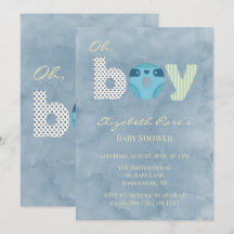 Oh Boy Blue Watercolor Diaper Baby Shower Gift