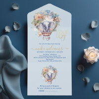 Oh boy blue watercolor elephant baby shower