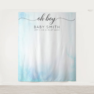 Oh Boy Blue Welcome Baby Shower Backdrop Tapestry