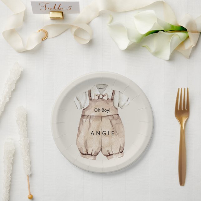  Oh Boy Boho Baby Shower Paper Plate (Wedding)