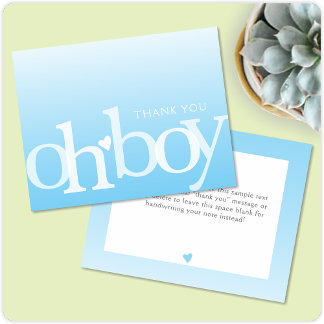 OH BOY Bold Overlay Light Blue Modern Baby Shower Thank You Card