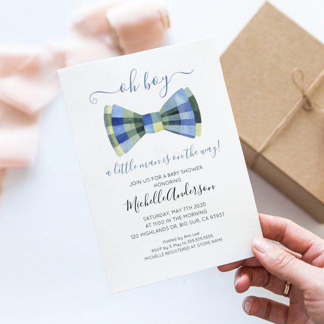 Oh Boy Bow Tie Baby Shower Invitation (Creator Uploaded)