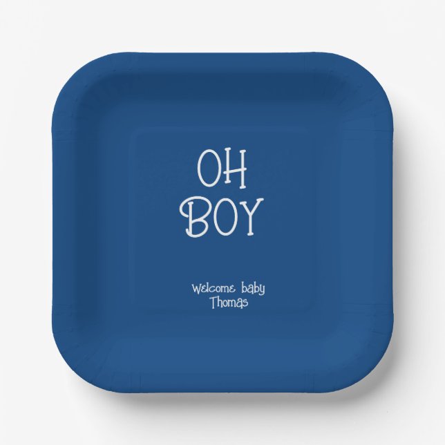 Oh Boy! Boy baby  Paper Plate (Front)