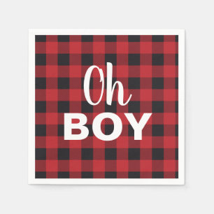 Oh Boy Buffalo Check Plaid Baby Shower Napkins
