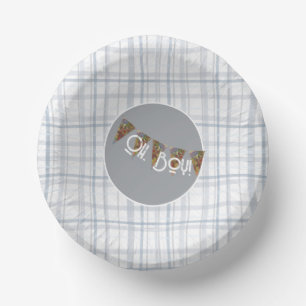Oh, Boy bunting and plaid  Paper Plate