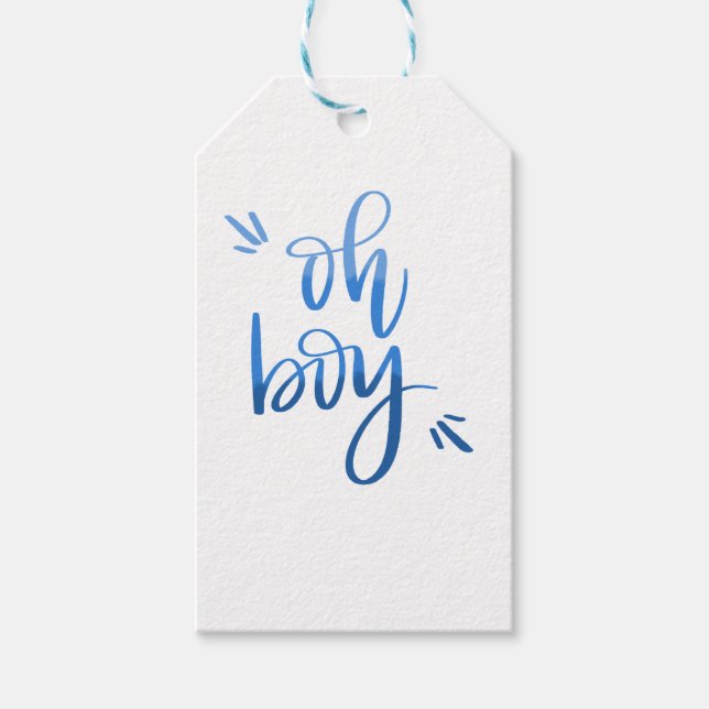 Oh Boy - Calligraphy Gift Tag (Front)