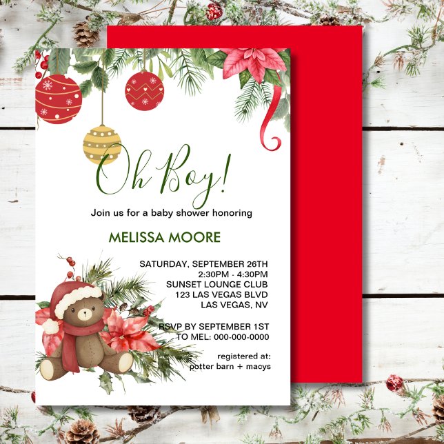Oh boy christmas winter baby shower invitation (Creator Uploaded)