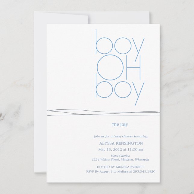 Oh Boy Custom Baby Shower Invitation (Front)