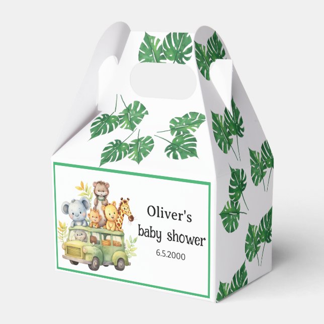 oh boy cute jungle safari animals baby shower favour box (Front Side)