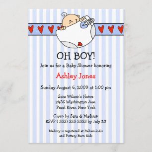 Oh Boy Diaper Baby Boy Shower Invitations