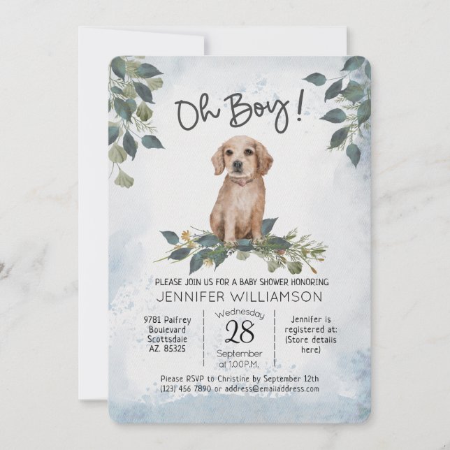 Oh Boy! Dog Baby Shower  Invitation (Front)
