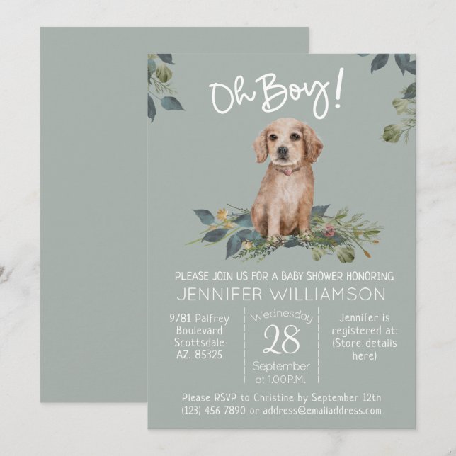 Oh Boy! Dog Baby Shower  Invitation (Front/Back)