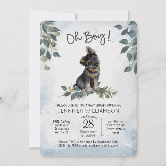 Oh Boy! Dog Baby Shower  Invitation (Front)