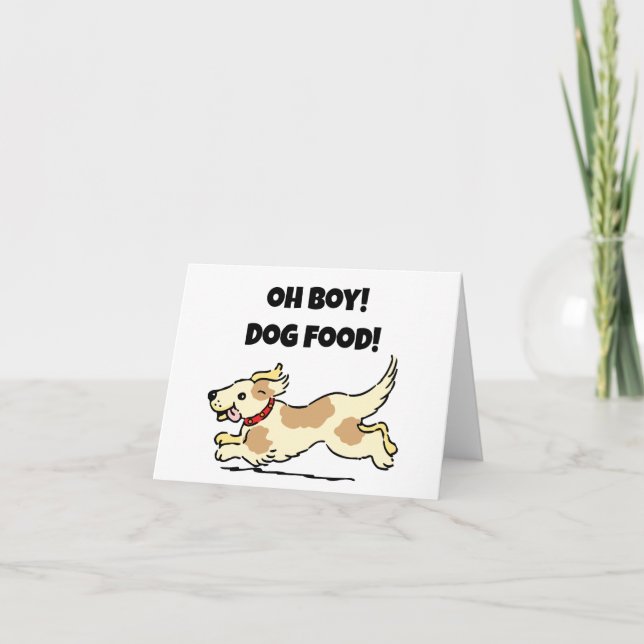 Oh Boy Dog Food Hungry Puppy Cartoon Illustration Card (Front)
