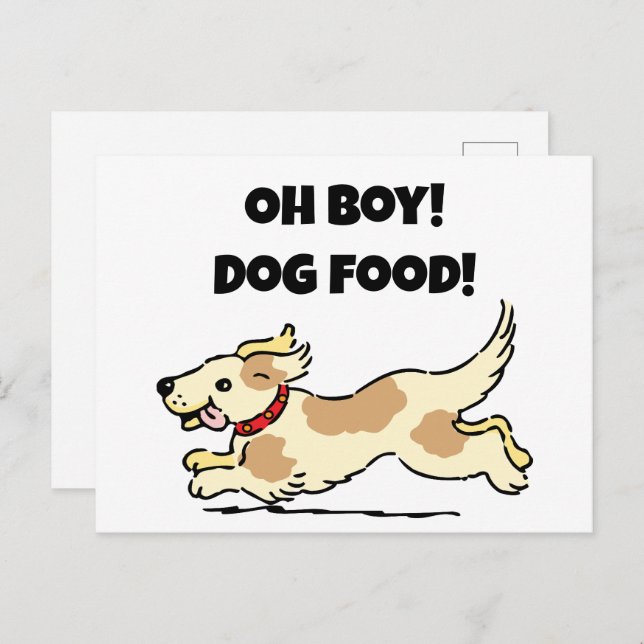 Oh Boy Dog Food Hungry Puppy Cartoon Illustration Postcard (Front/Back)