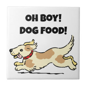 Oh Boy Dog Food Hungry Puppy Cartoon Illustration Tile