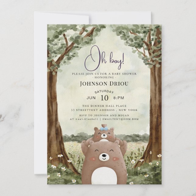 Oh Boy Elephant Baby Shower Invitation (Front)
