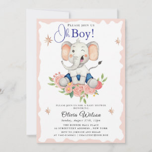 Oh Boy Elephant Baby Shower Invitation