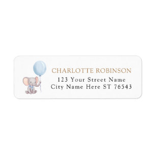 Oh Boy Elephant Balloon Baby Shower Return Address