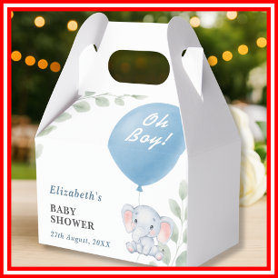 Oh Boy Elephant Balloon Eucalyptus Baby Shower Favour Box