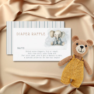 Oh Boy Elephant Blue Striped Baby Shower Enclosure Card