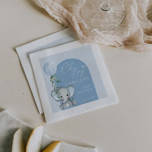 Oh Boy Elephant Boy Balloon Baby Shower Napkin