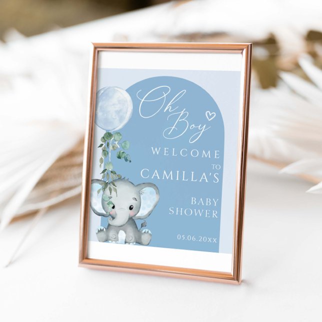 Oh Boy Elephant Boy Balloon Baby Shower Welcome Poster (Creator Uploaded)