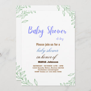 Oh Boy Eucalyptus Baby Shower Invitat Invitation