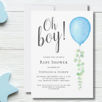 Oh Boy Eucalyptus Blue Balloon Couples Baby Shower