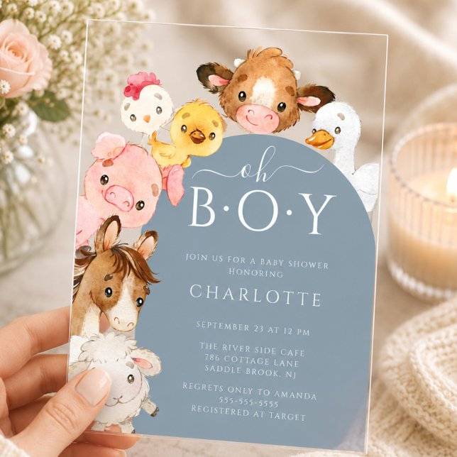 Oh Boy Farm Animals Shower Invitation (Creator Uploaded)