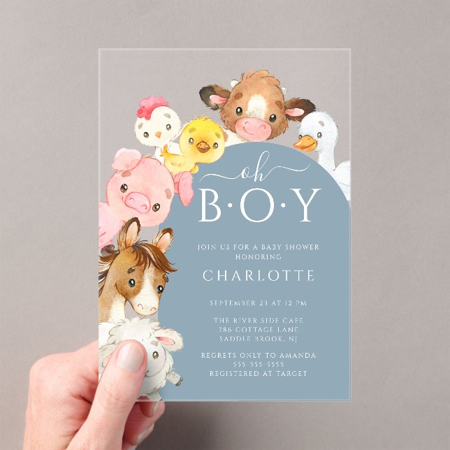 Oh Boy Farm Animals Shower Invitation (Insitu (Handheld))