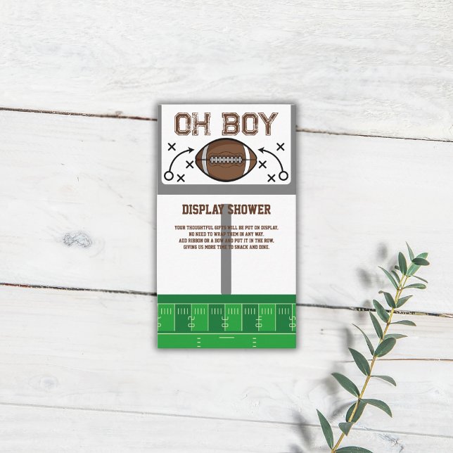 Oh Boy Football Baby Shower Enclosure Card (Creator Uploaded)