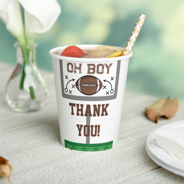 Oh Boy Football Baby Shower Paper Cups (Insitu)