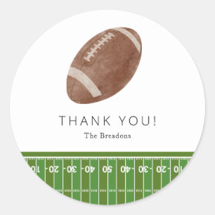 Oh Boy football Baby shower thank you sticker