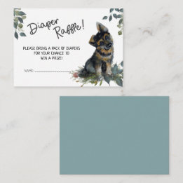 Oh Boy! German Shepherd Puppy Diaper Raffle Blue Enclosure Card