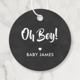 Oh Boy Gift Tag, Baby Shower Gift Tag, Chalkboard Favour Tags