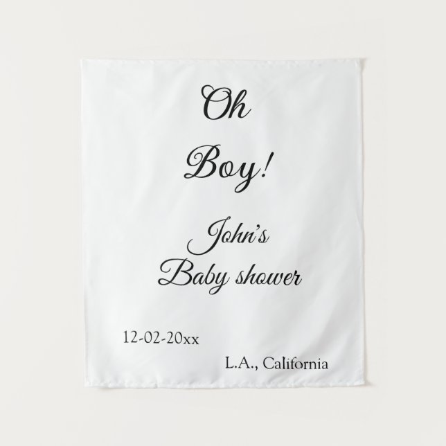 oh boy girl baby shower add name date year venue e tapestry (Front)