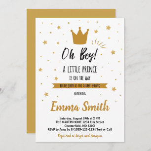 Oh Boy Gold Stars Golden Crow Baby Shower Invitation