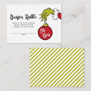 Oh Boy Grinch Baby Shower Diaper Raffle Enclosure Card