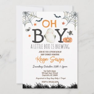 Oh Boy Halloween Baby Shower Invitation