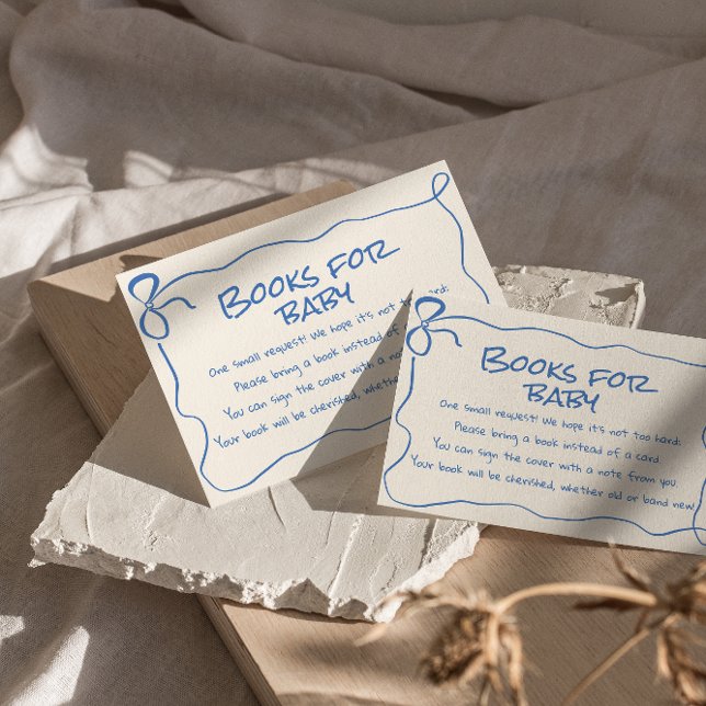 Oh Boy Hand Drawn Written Blue Bow Book Request Enclosure Card (Creator Uploaded)