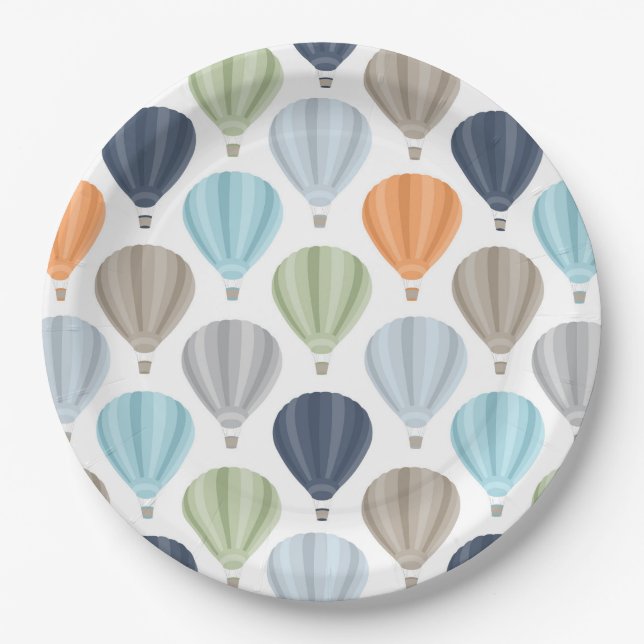 OH BOY Hot Air Balloons Pattern Paper Plate (Front)