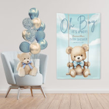 Oh Boy It's A Boy Bear Baby Shower Backdrop