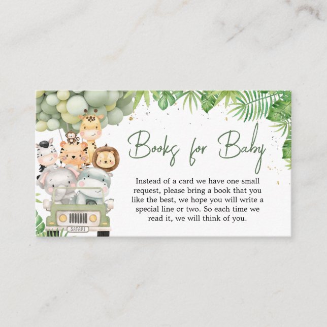 Oh Boy Jungle Safari Baby Shower Books for Baby Enclosure Card (Front)