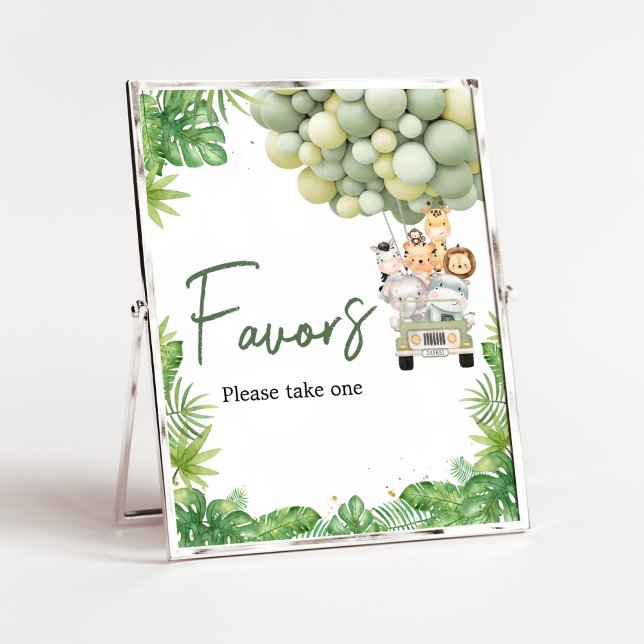 Oh Boy Jungle Safari Baby Shower Favours Poster (Safari Truck Balloons Baby Shower Favors Sign)