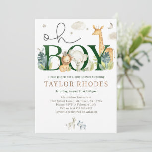 Oh Boy Jungle Safari Baby Shower Invitation