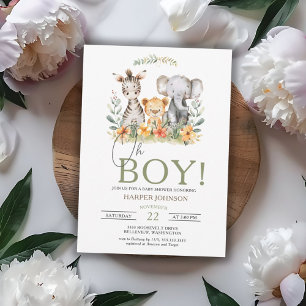 Oh Boy Jungle Safari Baby Shower Invitation