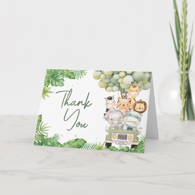 Oh Boy Jungle Safari Baby Shower  Thank You Card (Front)